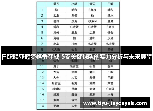 日职联亚冠资格争夺战 5支关键球队的实力分析与未来展望